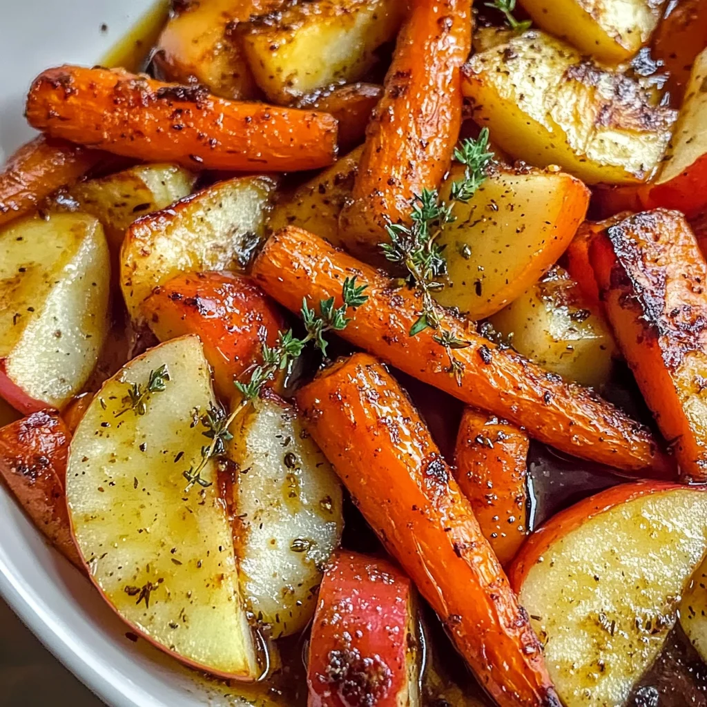 Maple Dijon Roasted Apples & Carrots
