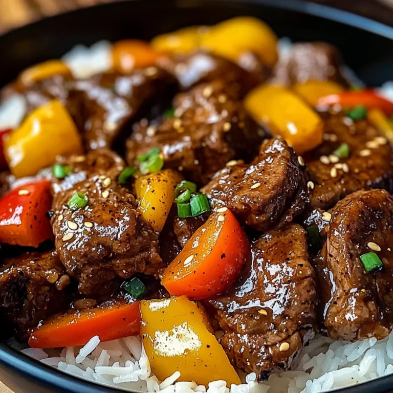 Black Pepper Beef Stir-Fry with Rainbow Peppers and Sesame Finish