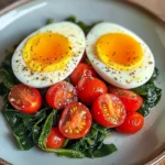 Boiled Eggs with Sautéed Cherry Tomatoes & Spinach