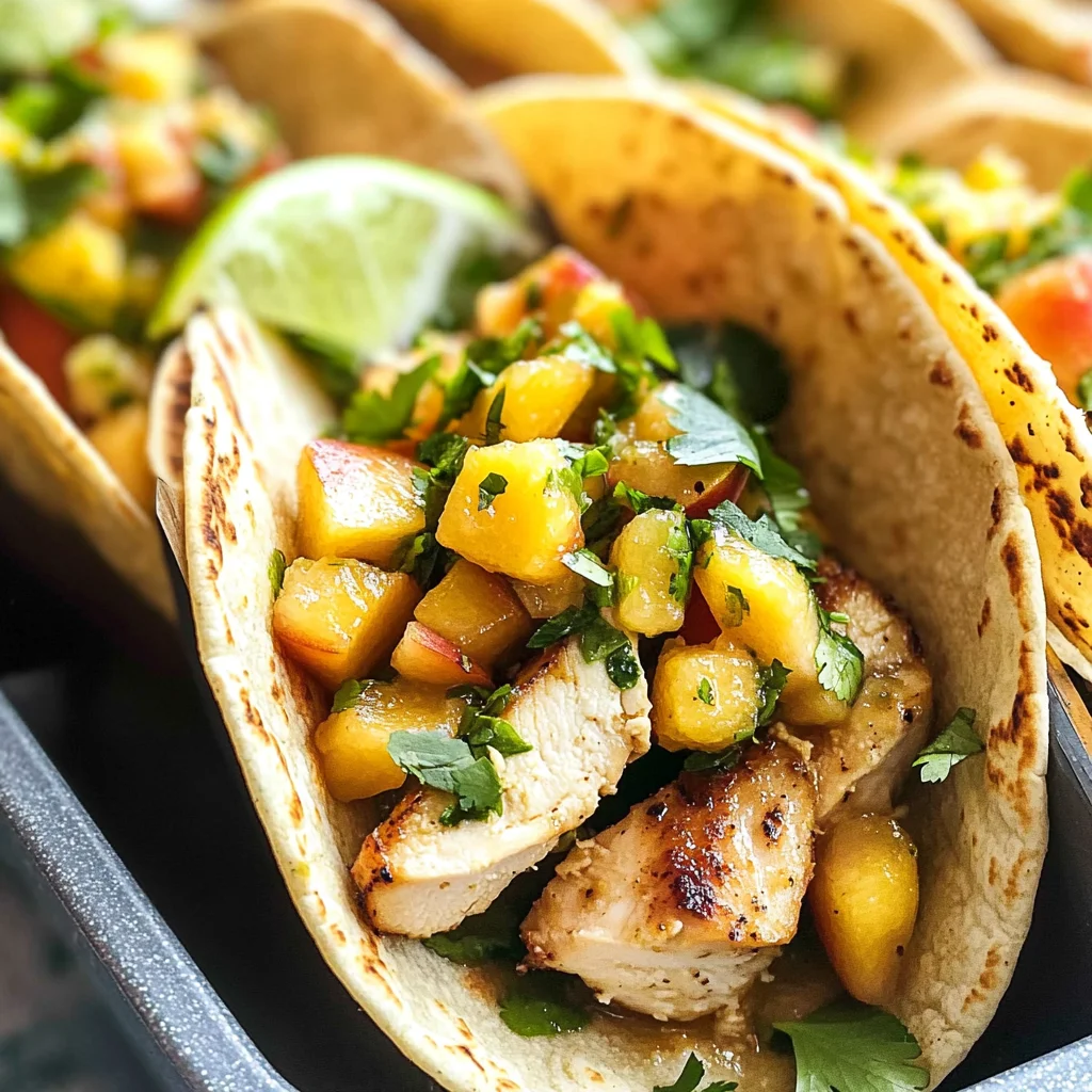 Cilantro-Lime Chicken Tacos with Peach Salsa (30-Minute, One-Pan Meal)