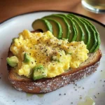 Creamy Scrambled Eggs with Avocado Toast & Iced Matcha Latte